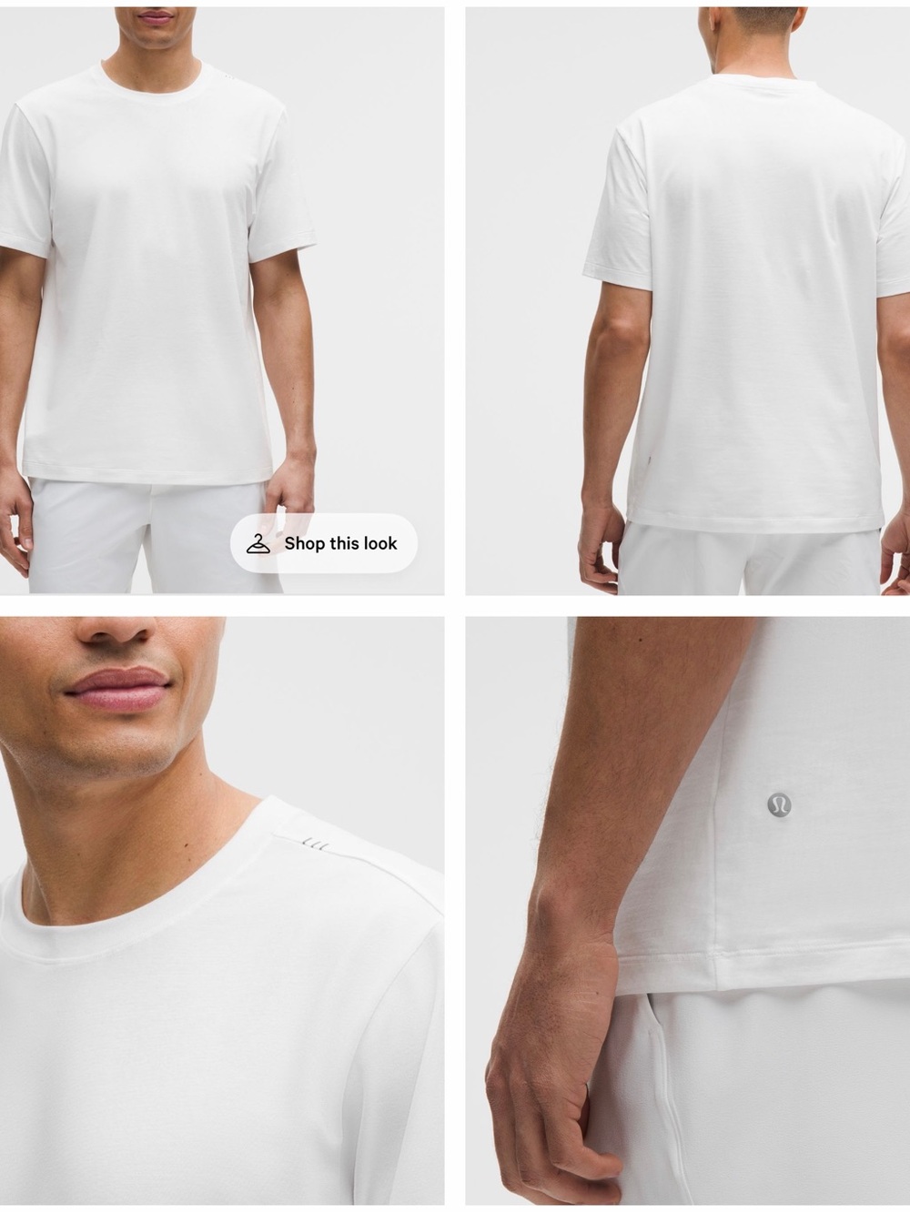 lululemon athletica White Men’s Crew Neck Short Sleeve Shirt